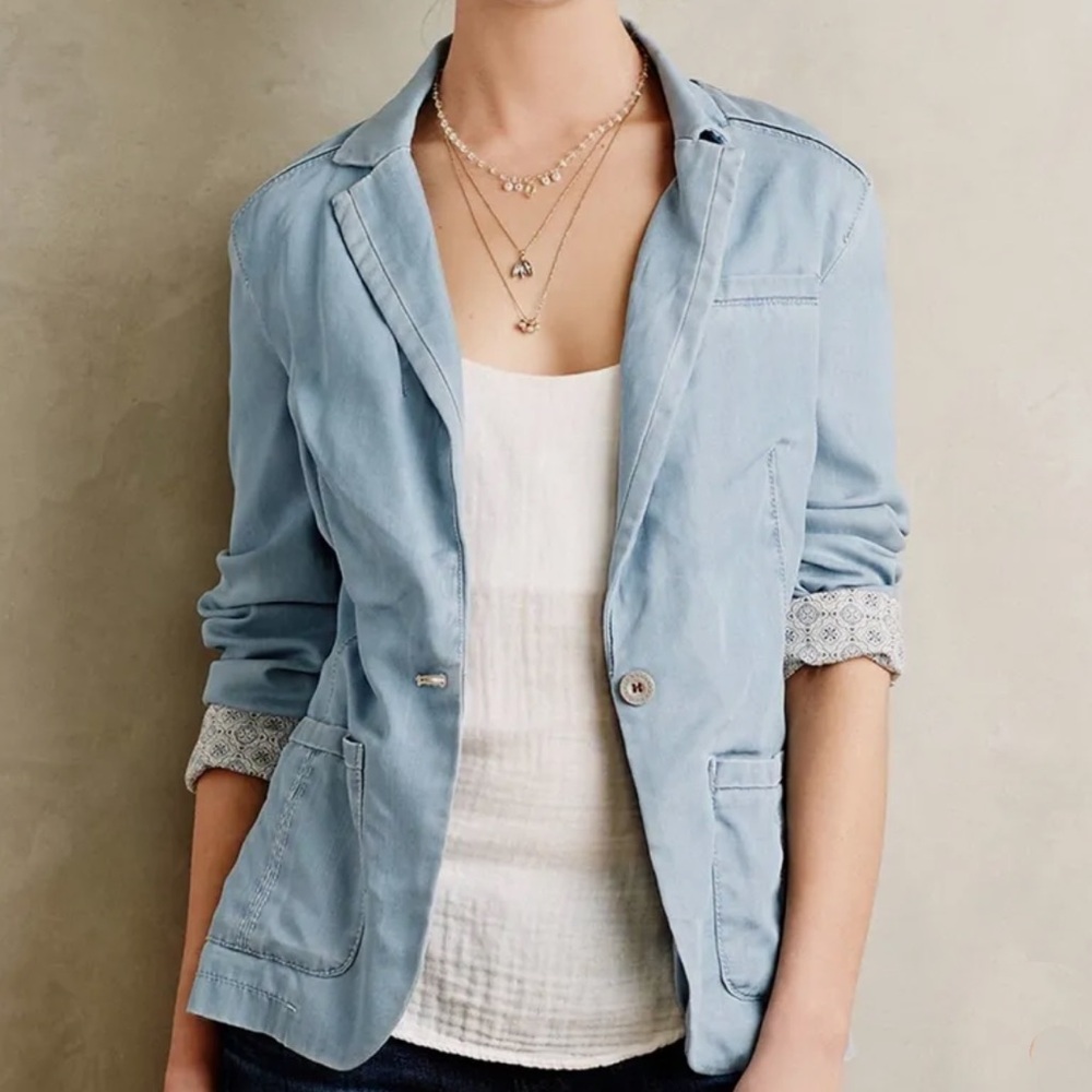 Anthropologie PILCO Newsy denim jeans chambray jacket, M.